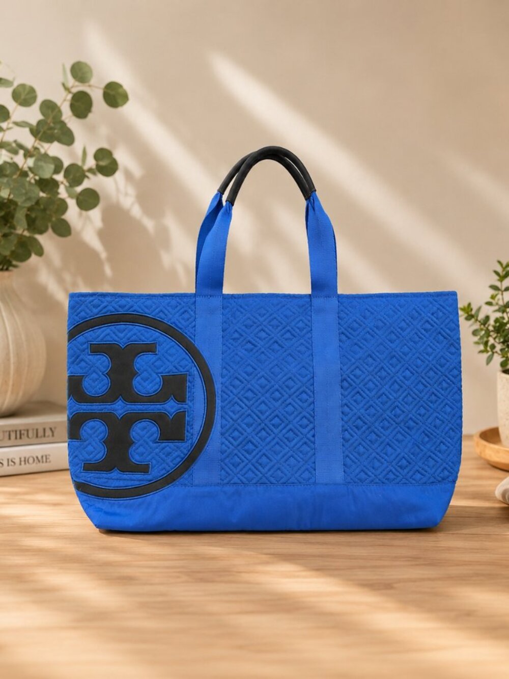 Tory Burch Quilted Large Travel Bag Electric Blue